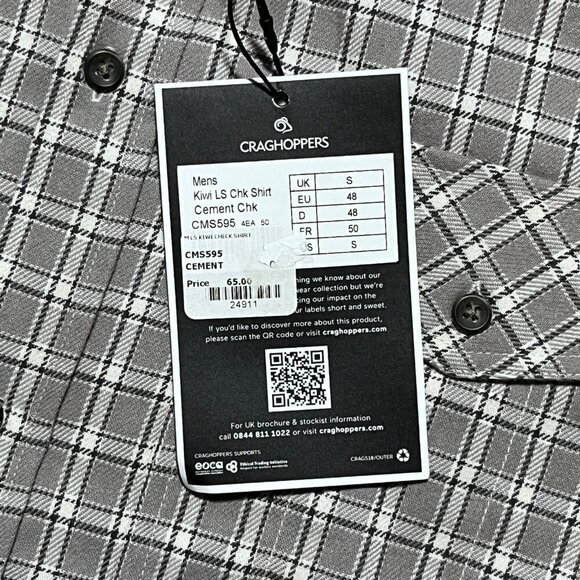 Craghoppers Men's Kiwi LS Check Flannel Shirt Small Gray - Picture 5 of 10
